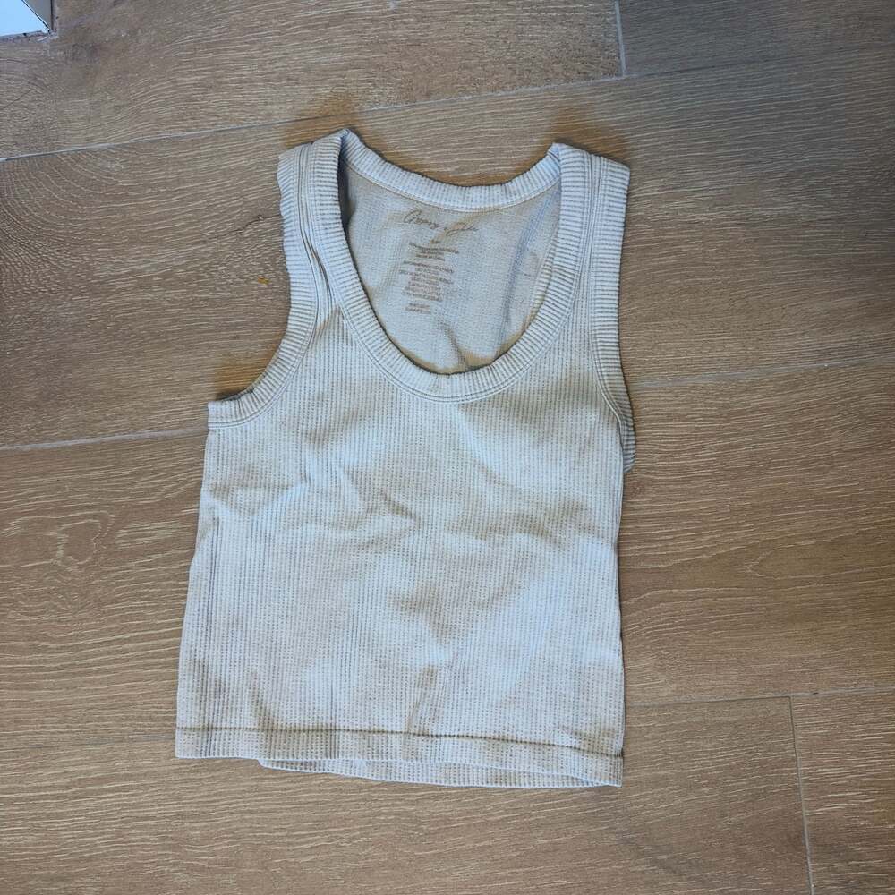 Gypsy & Jade Cream Ribbed Tank Top Size S/M